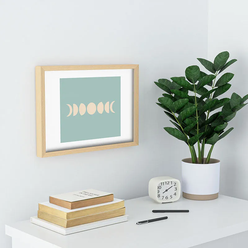 Minimal Moon Phases Sage Recessed Framing Rectangle
