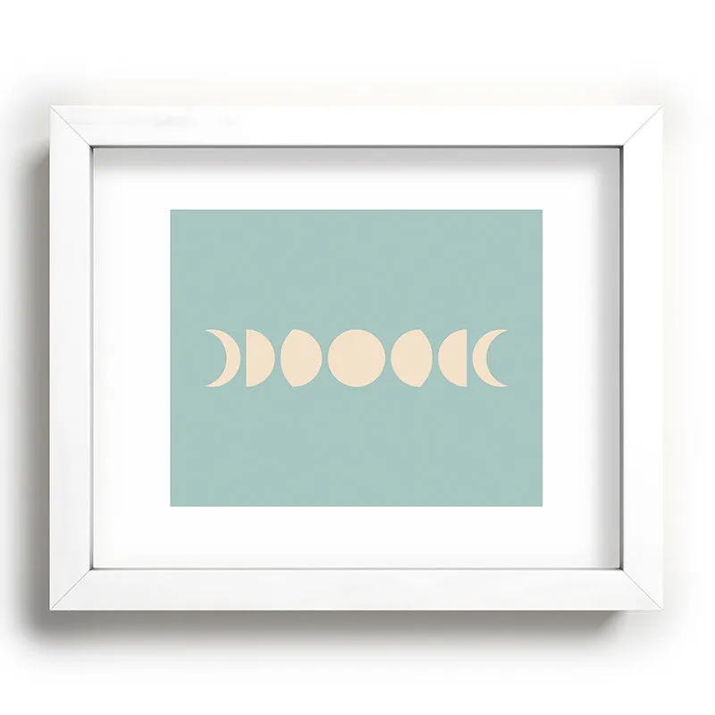 Minimal Moon Phases Sage Recessed Framing Rectangle