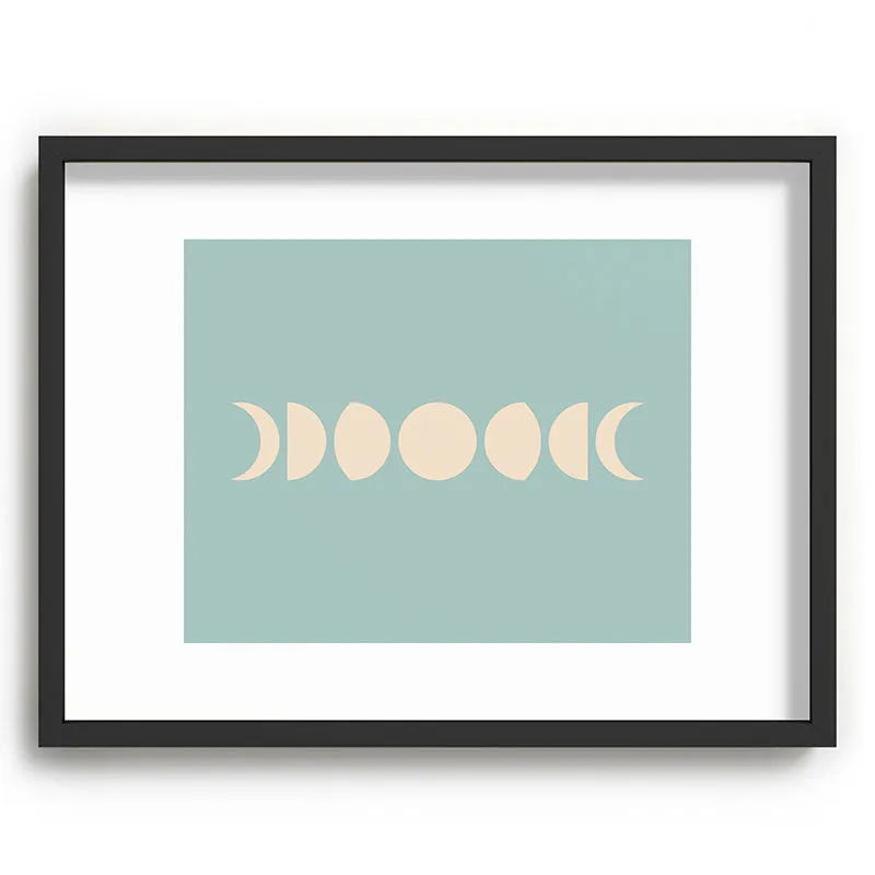 Minimal Moon Phases Sage Recessed Framing Rectangle