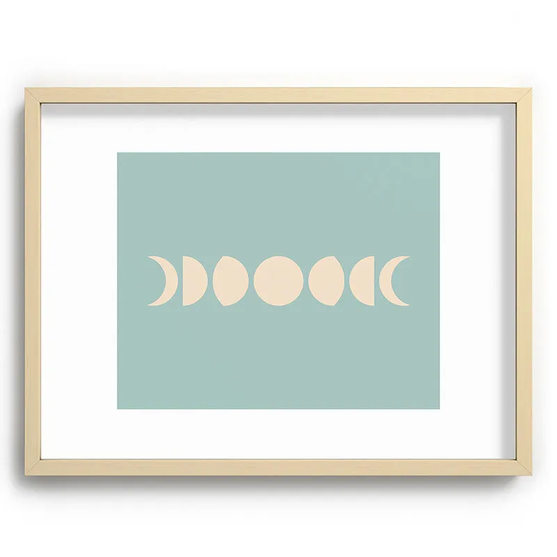 Minimal Moon Phases Sage Recessed Framing Rectangle