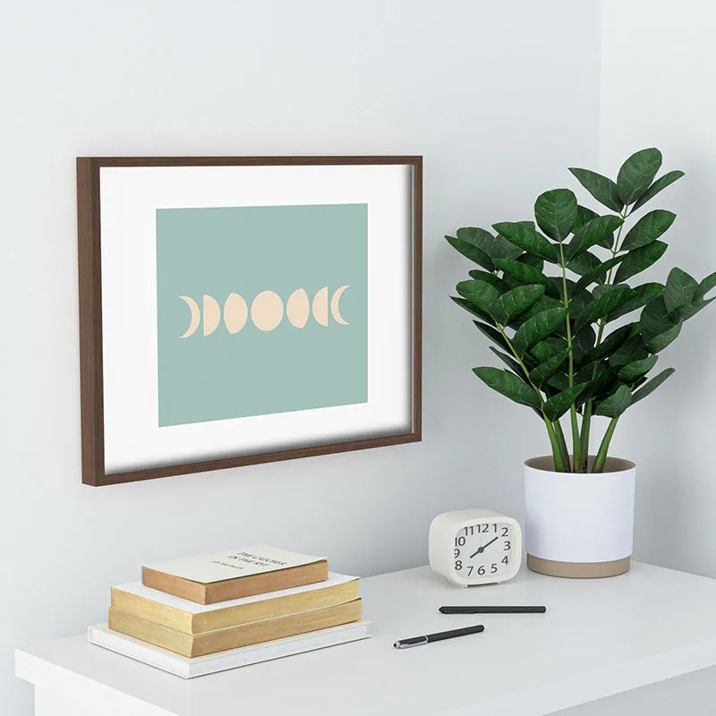 Minimal Moon Phases Sage Recessed Framing Rectangle