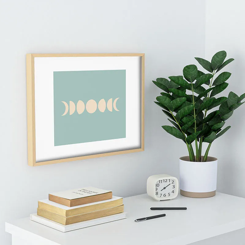 Minimal Moon Phases Sage Recessed Framing Rectangle
