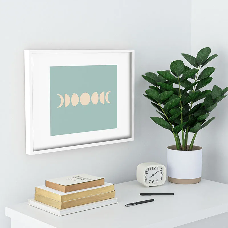Minimal Moon Phases Sage Recessed Framing Rectangle