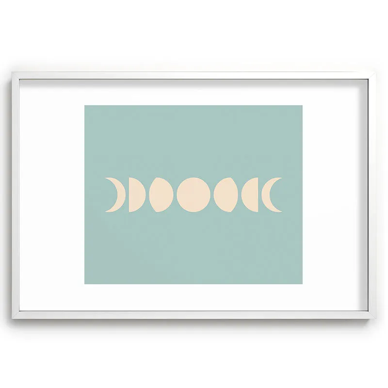Minimal Moon Phases Sage Recessed Framing Rectangle