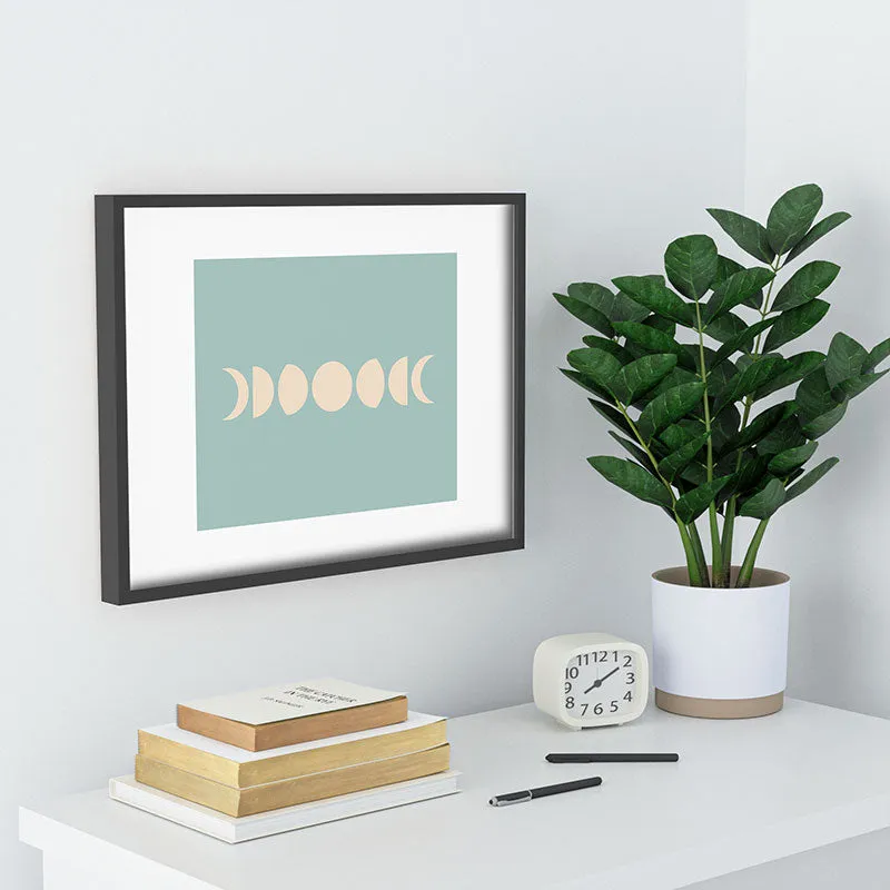 Minimal Moon Phases Sage Recessed Framing Rectangle