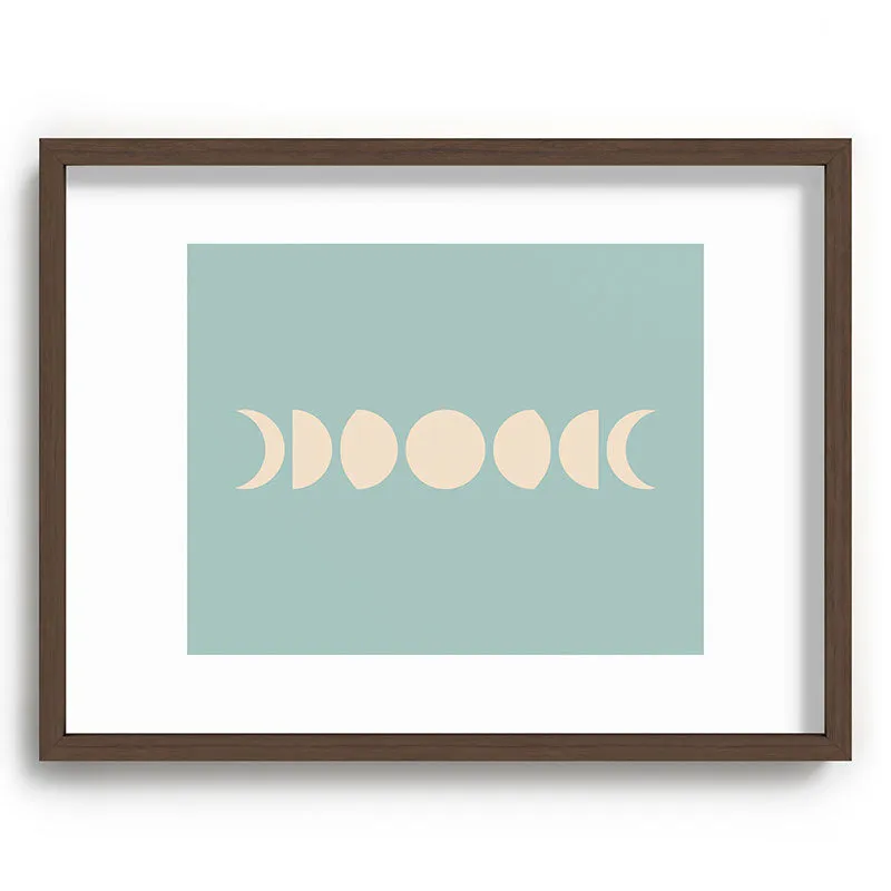 Minimal Moon Phases Sage Recessed Framing Rectangle
