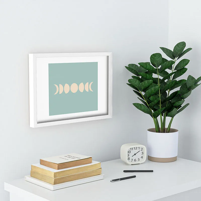 Minimal Moon Phases Sage Recessed Framing Rectangle