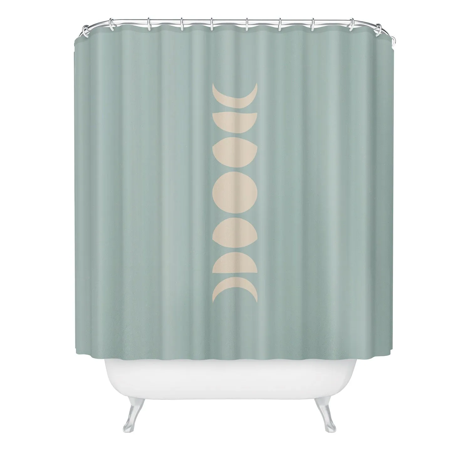 MINIMAL MOON PHASES SAGE SHOWER CURTAIN
