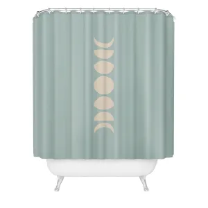 MINIMAL MOON PHASES SAGE SHOWER CURTAIN