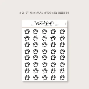 Minimalistic Mini Paw Print Stickers (2 Colors Available)