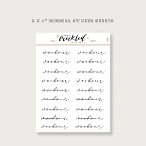 Minimalistic Script "Workout" Stickers