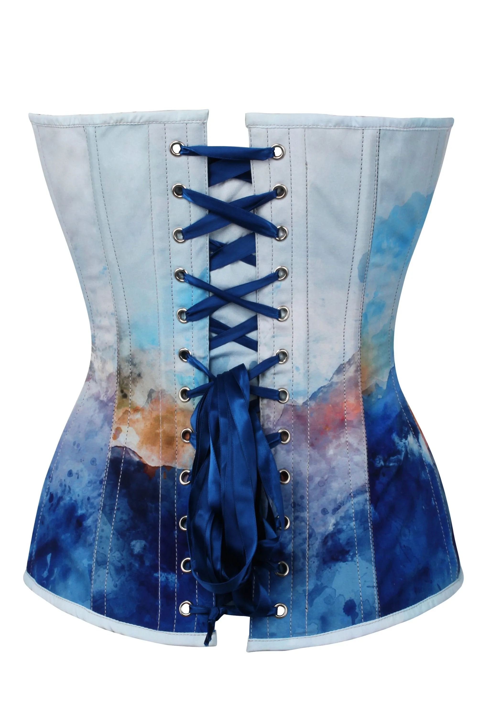Misty Mountain Print Overbust Corset