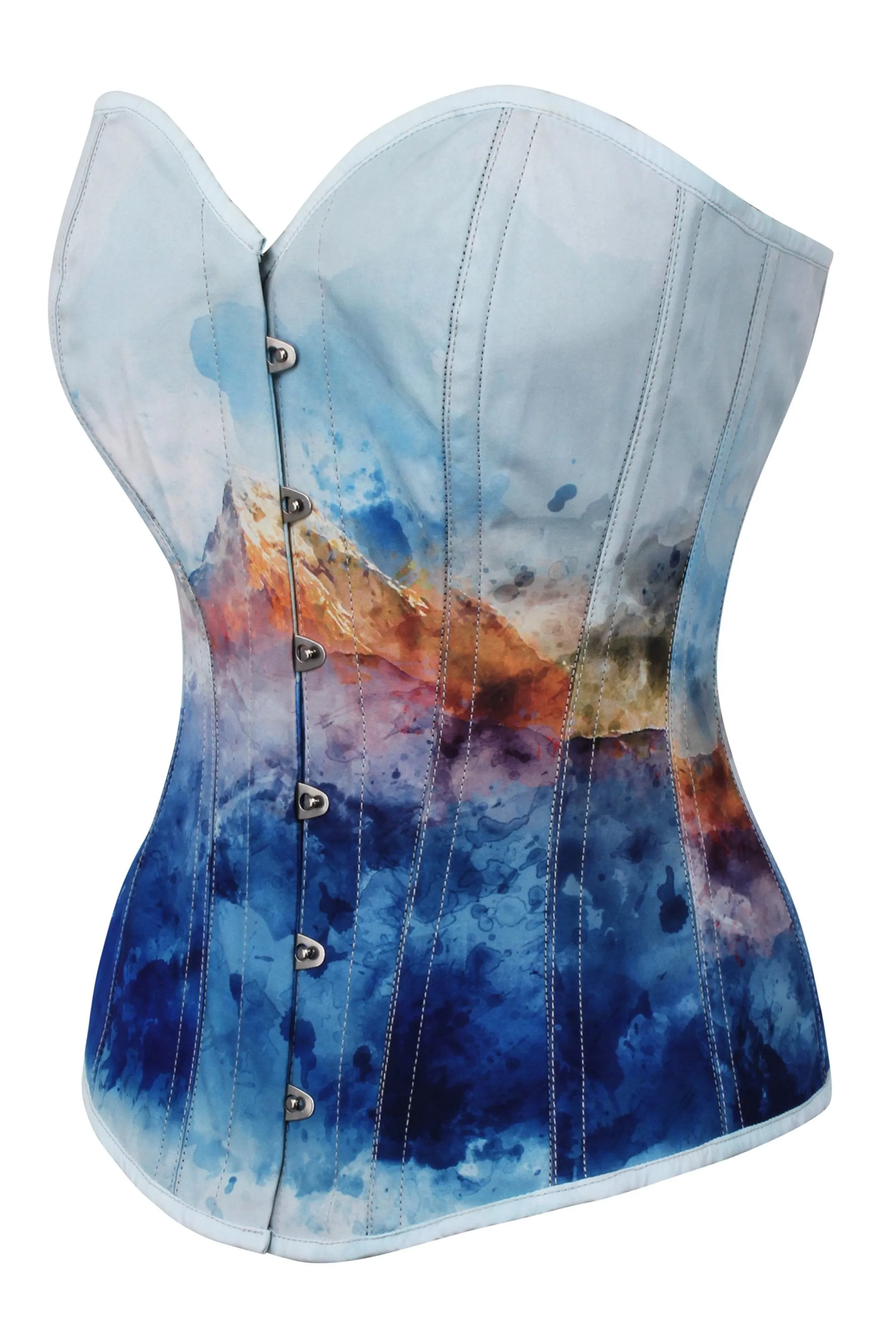 Misty Mountain Print Overbust Corset