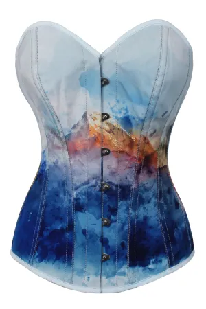 Misty Mountain Print Overbust Corset