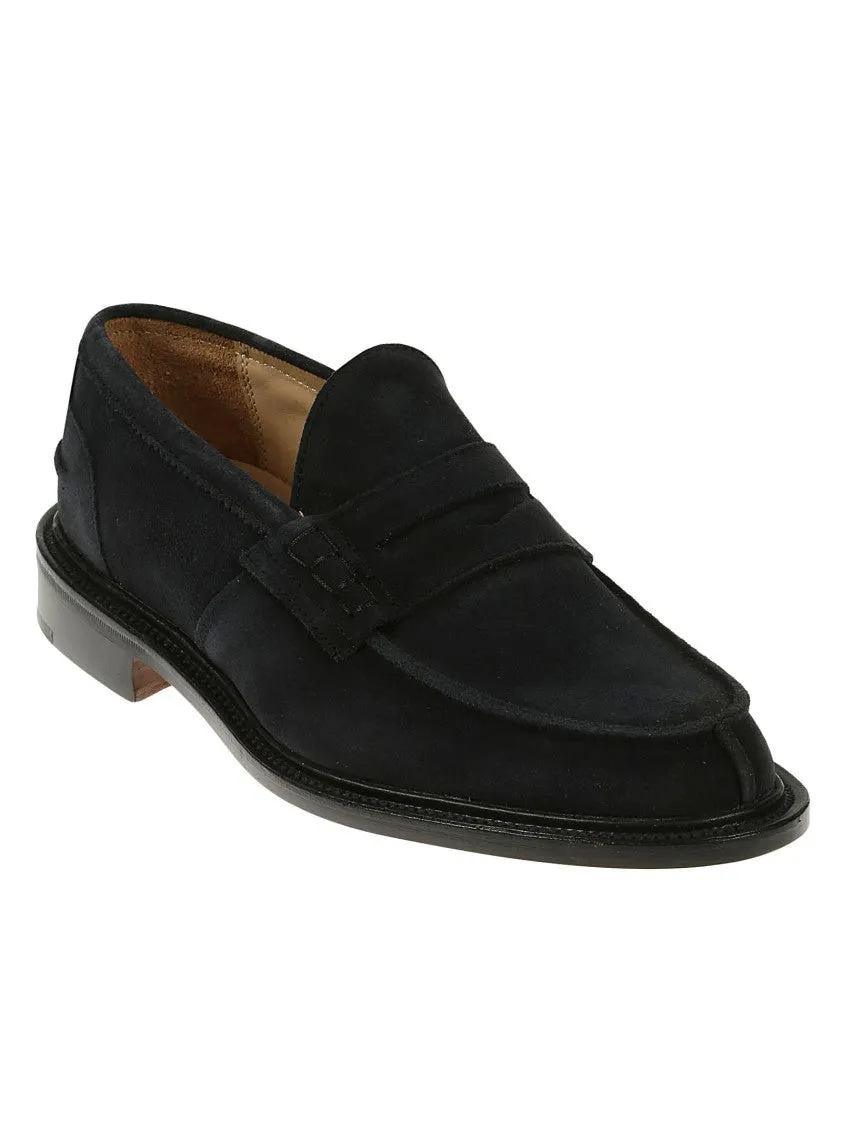 Moccasin-Style Blue Suede Loafers With Leather Details