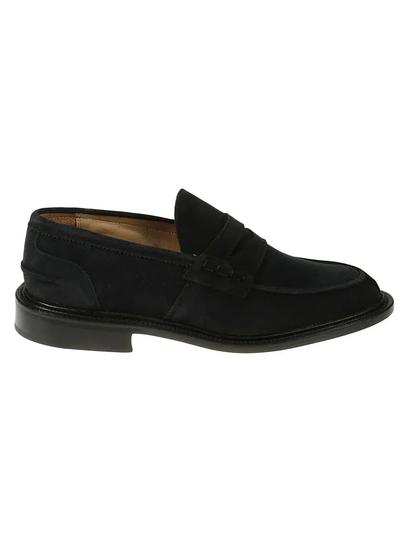 Moccasin-Style Blue Suede Loafers With Leather Details