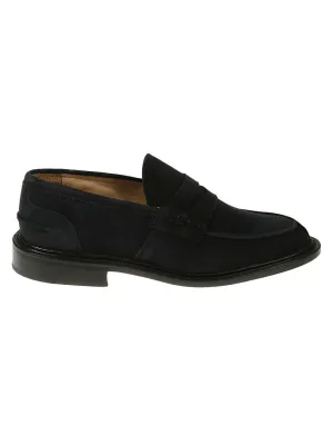 Moccasin-Style Blue Suede Loafers With Leather Details