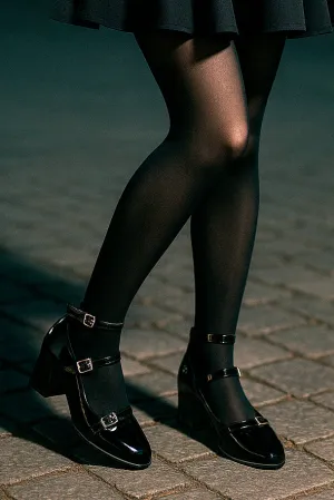 Moments - Retro-Inspired Mary Janes, Mid Block Heel & Adjustable Buckle, Faux Leather for Polished Everyday Elegance