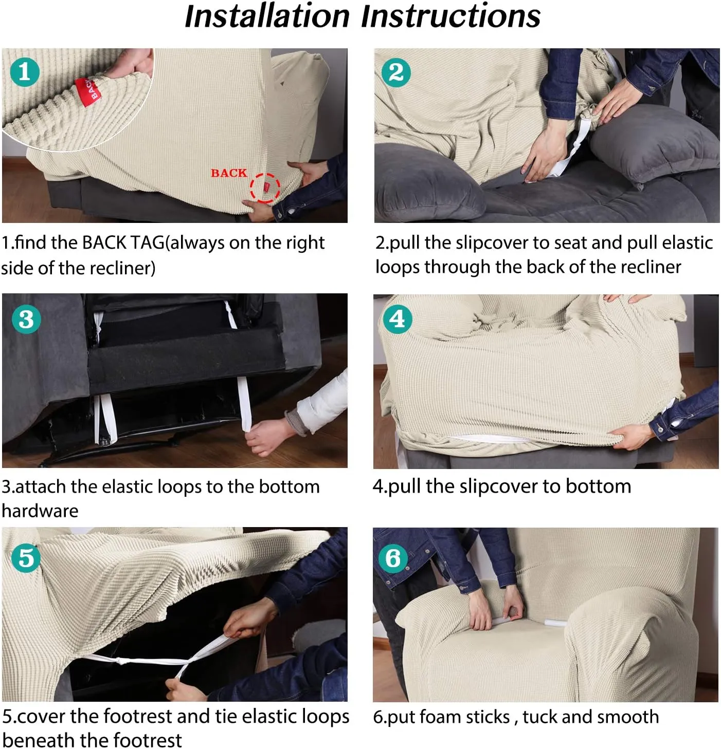 NEW Stretch Recliner Chair Cover Recliner Covers Slipcovers 1-Piece Durable Soft Jacquard Sofa Furniture Cover Form Fit Stylish Recliner Slipcover/Protector, Machine Washable, Natural