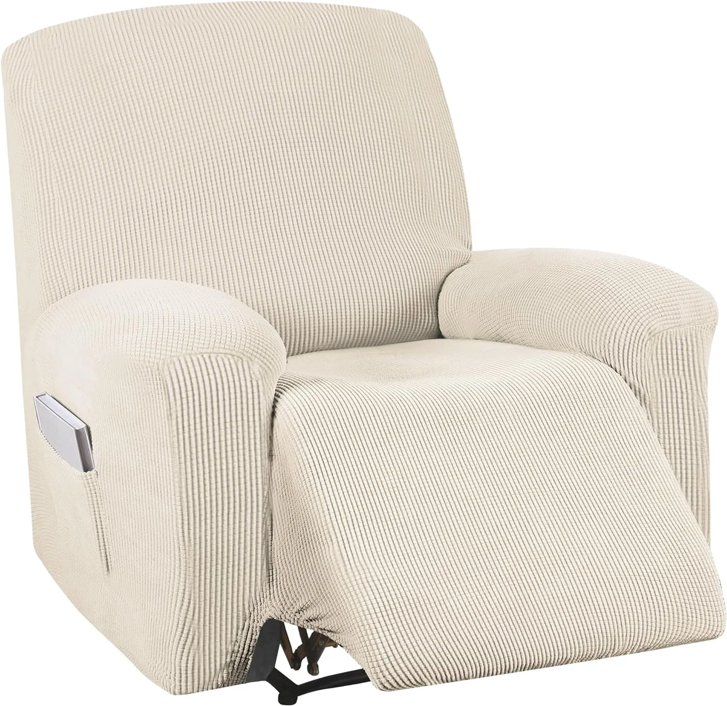 NEW Stretch Recliner Chair Cover Recliner Covers Slipcovers 1-Piece Durable Soft Jacquard Sofa Furniture Cover Form Fit Stylish Recliner Slipcover/Protector, Machine Washable, Natural