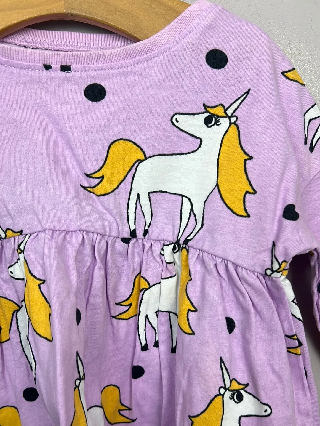 Next lilac unicorn jersey dress 3-6m