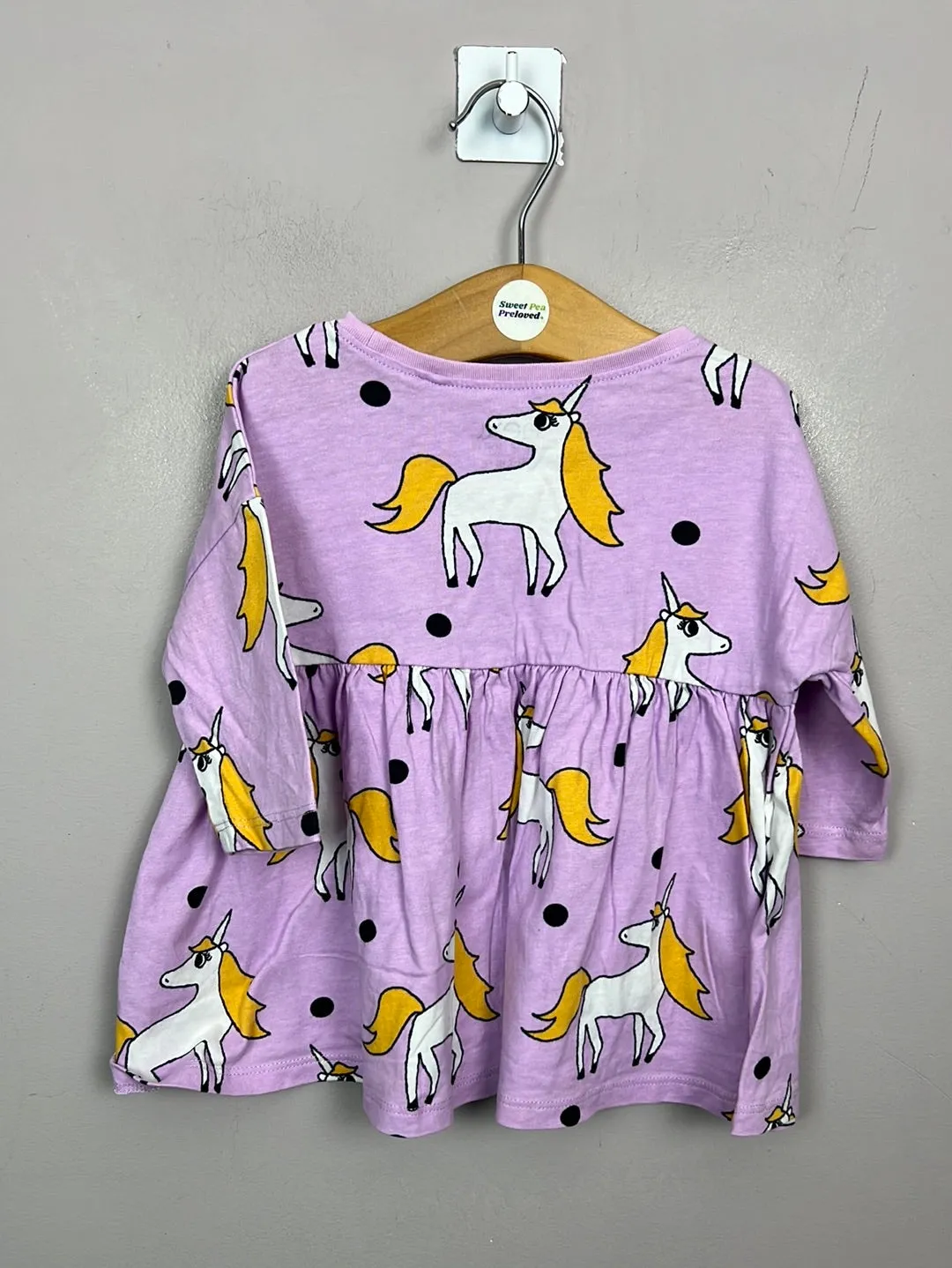 Next lilac unicorn jersey dress 3-6m