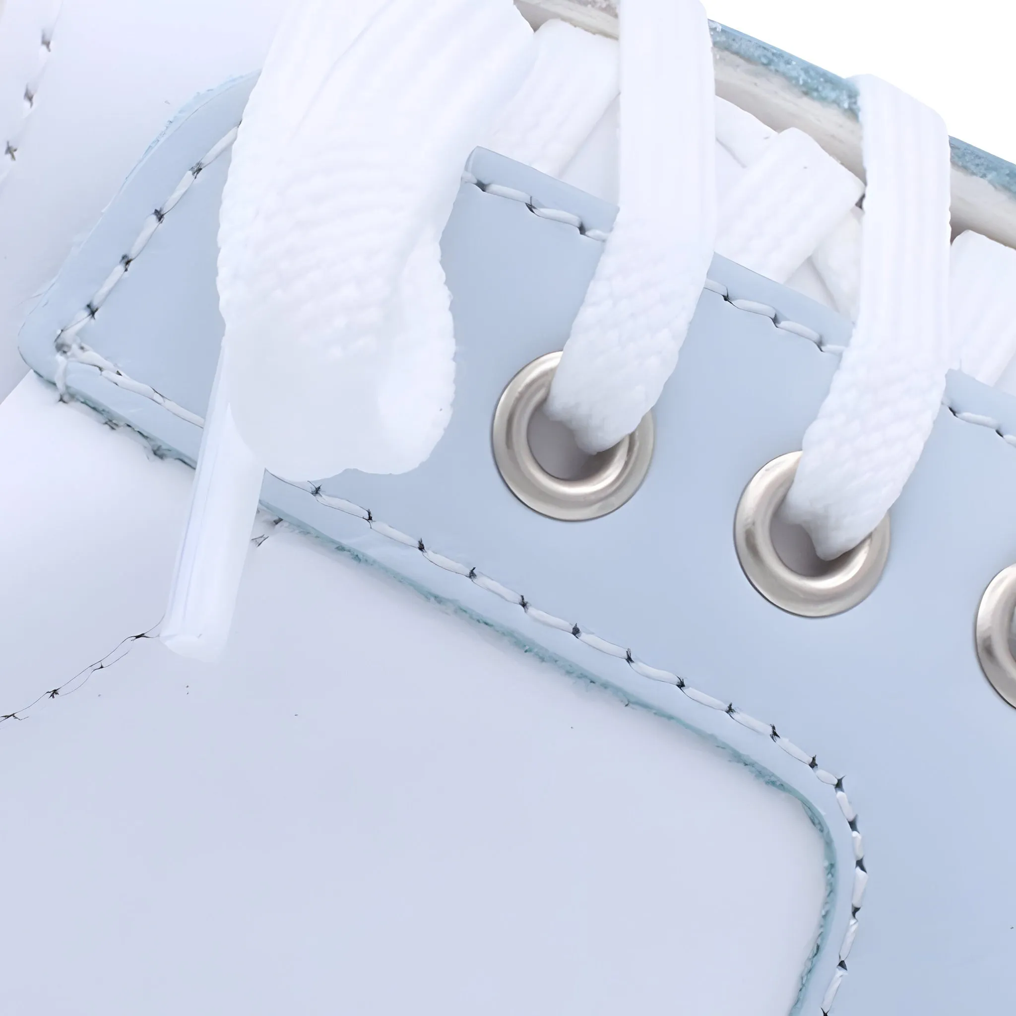 'Nico' Boys White Leather with Pale Blue Trainers