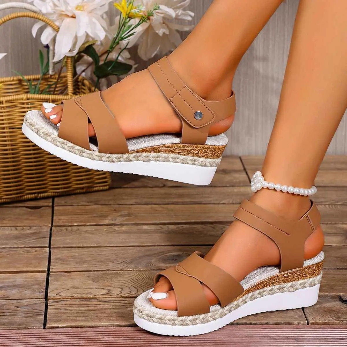 Open Toe Wedge Sandals for Stylish Comfort and Support