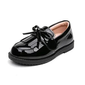 Patent Leather Loafers: Tassel Bow Flats for School Uniforms