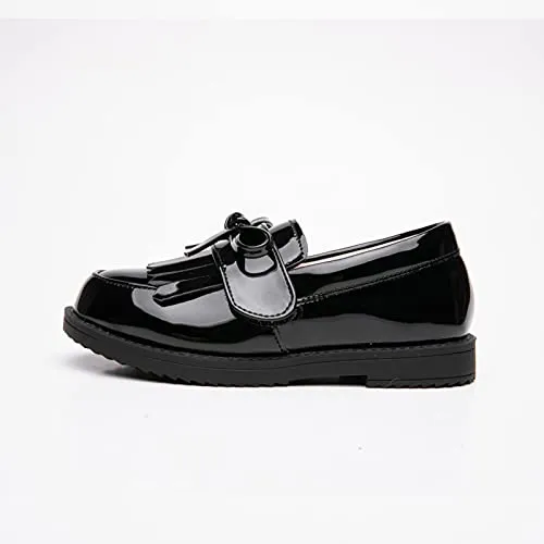 Patent Leather Loafers: Tassel Bow Flats for School Uniforms