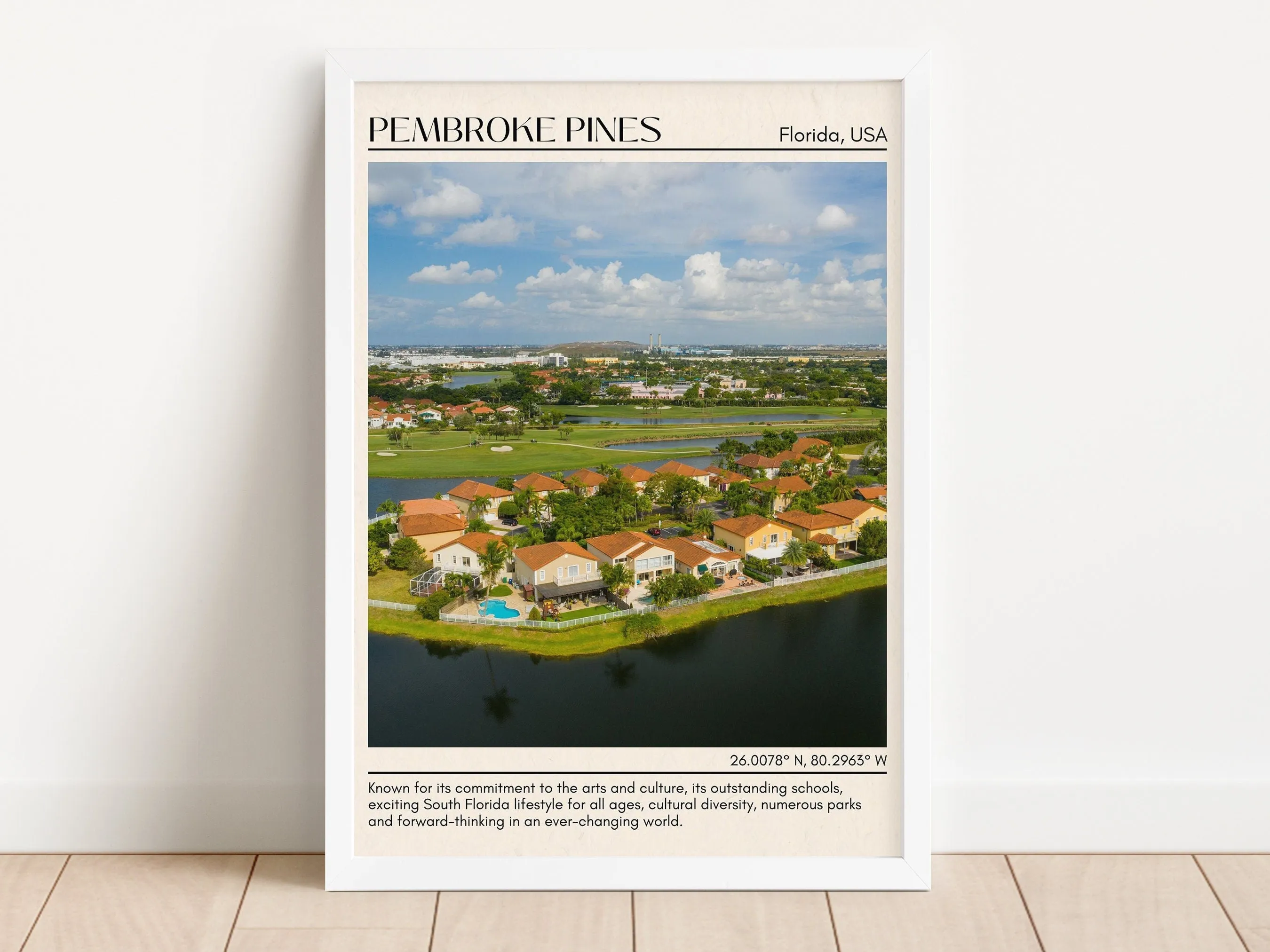 Pembroke Pines Minimal Wall Art, Florida, USA