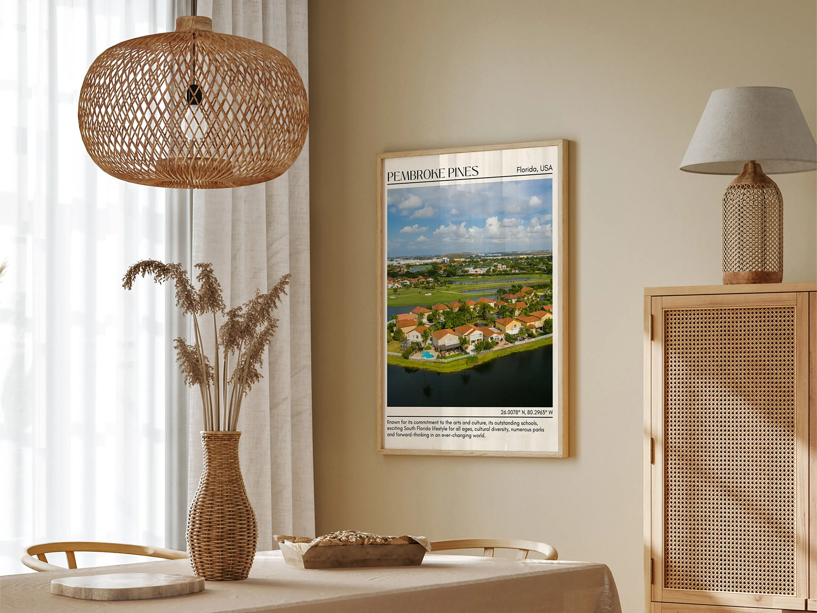 Pembroke Pines Minimal Wall Art, Florida, USA