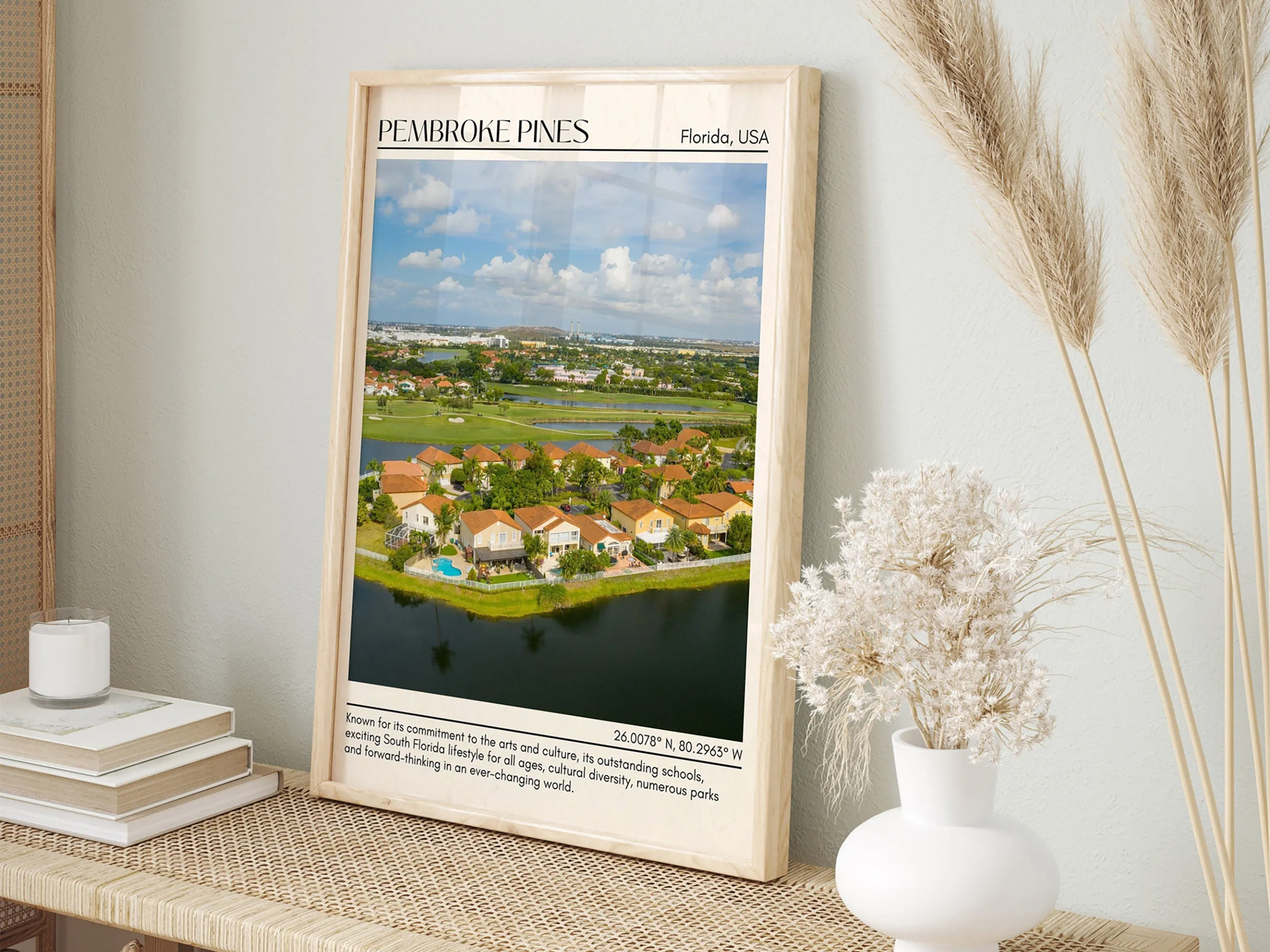 Pembroke Pines Minimal Wall Art, Florida, USA