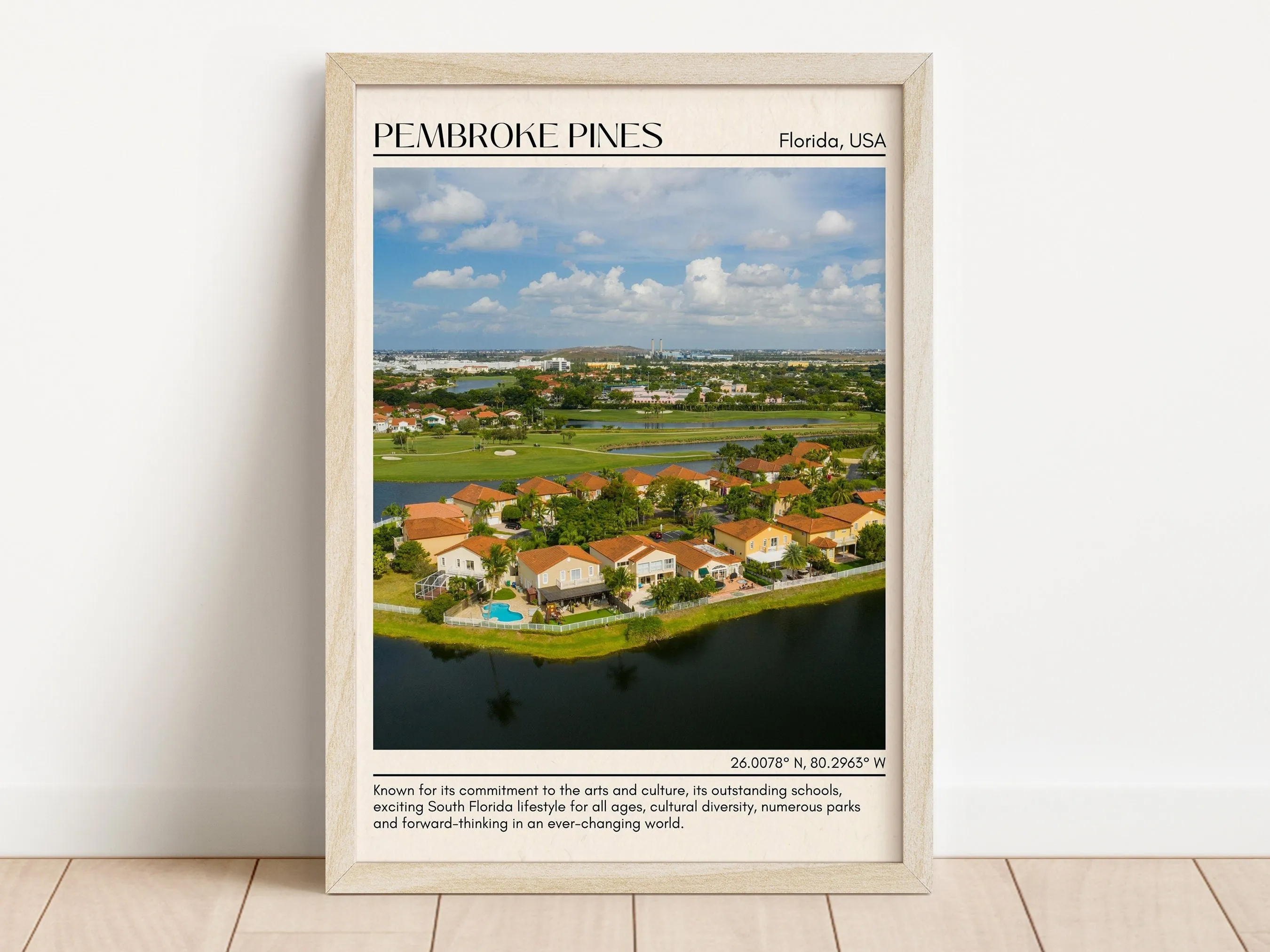Pembroke Pines Minimal Wall Art, Florida, USA