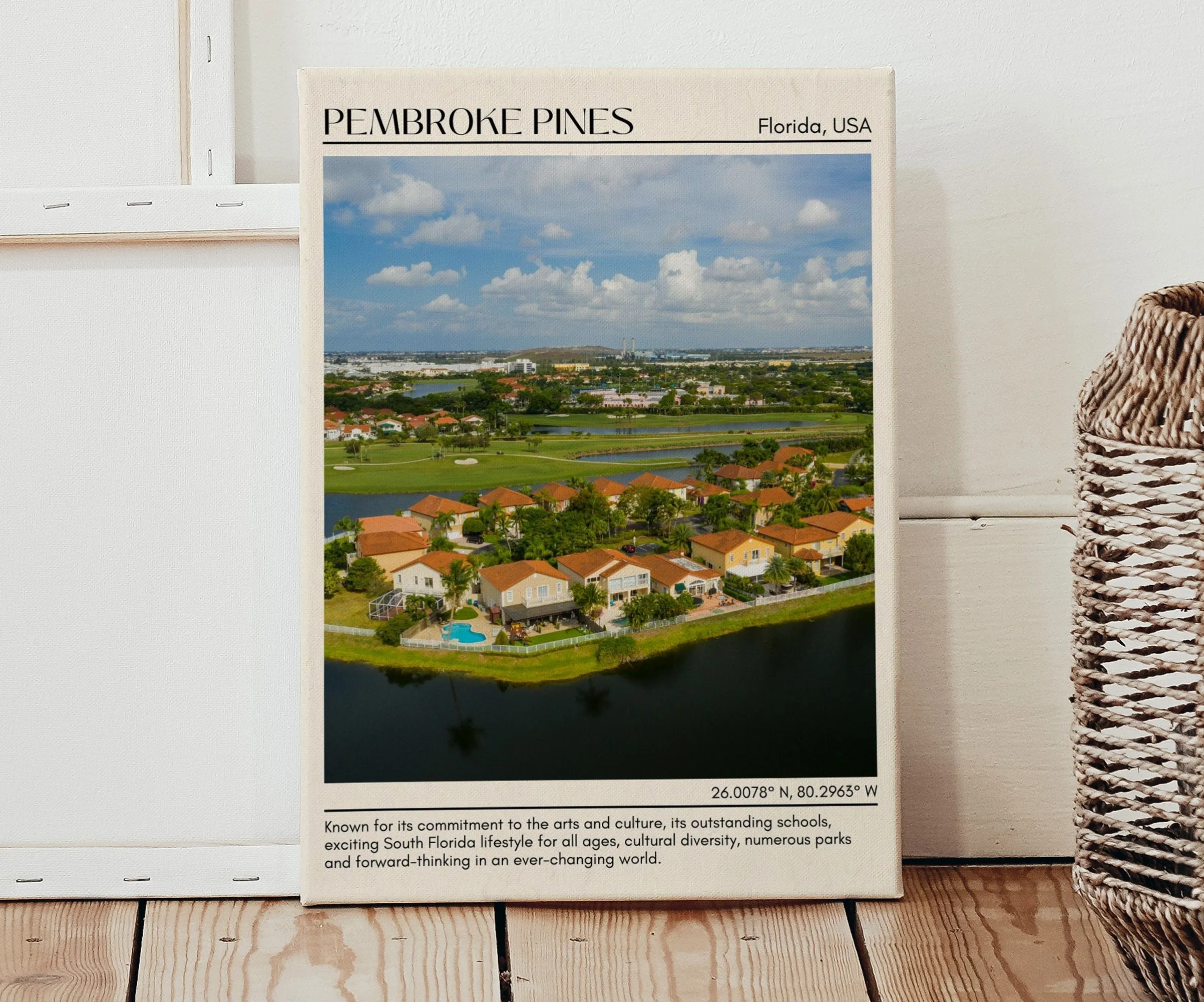 Pembroke Pines Minimal Wall Art, Florida, USA