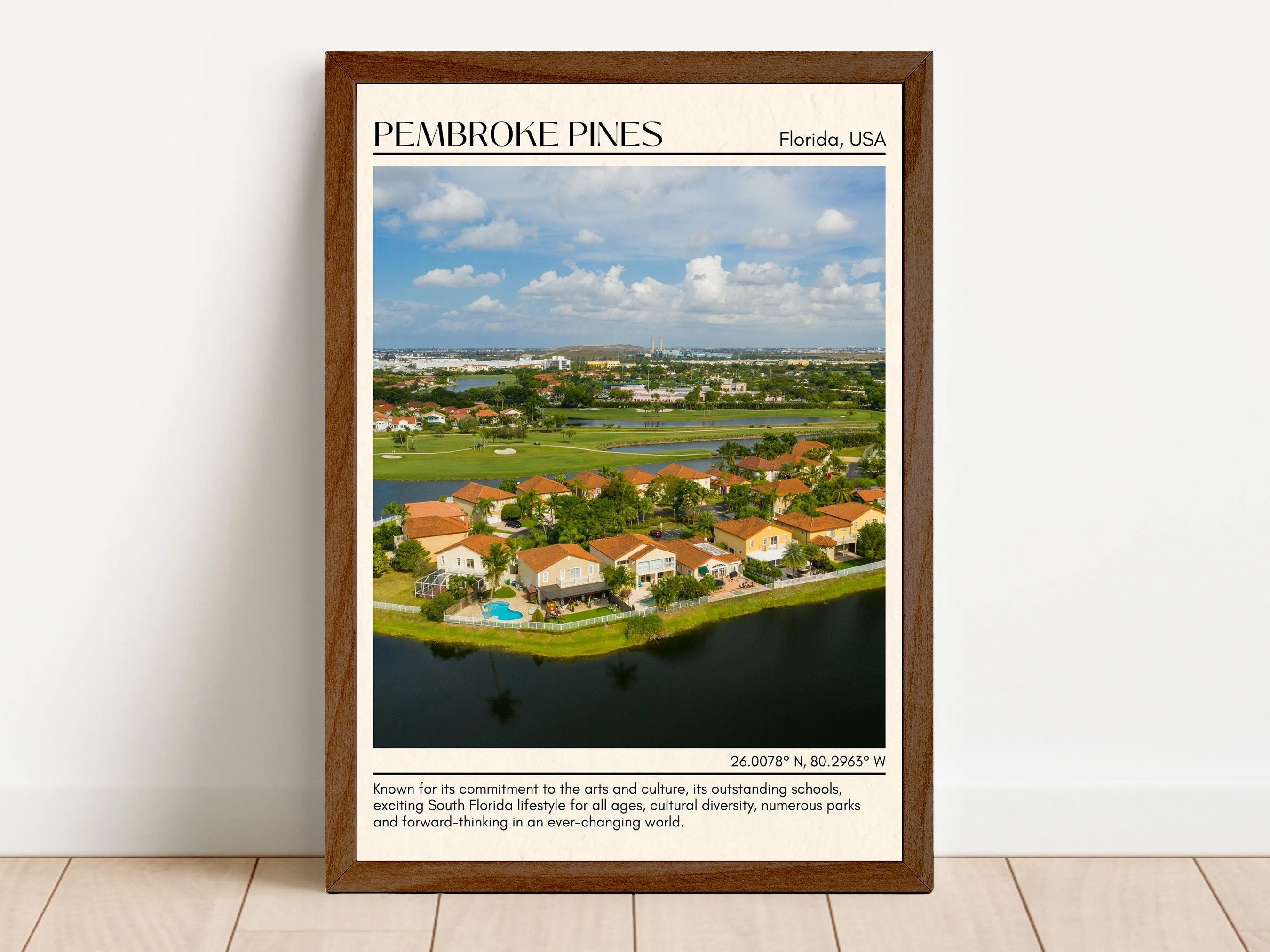 Pembroke Pines Minimal Wall Art, Florida, USA