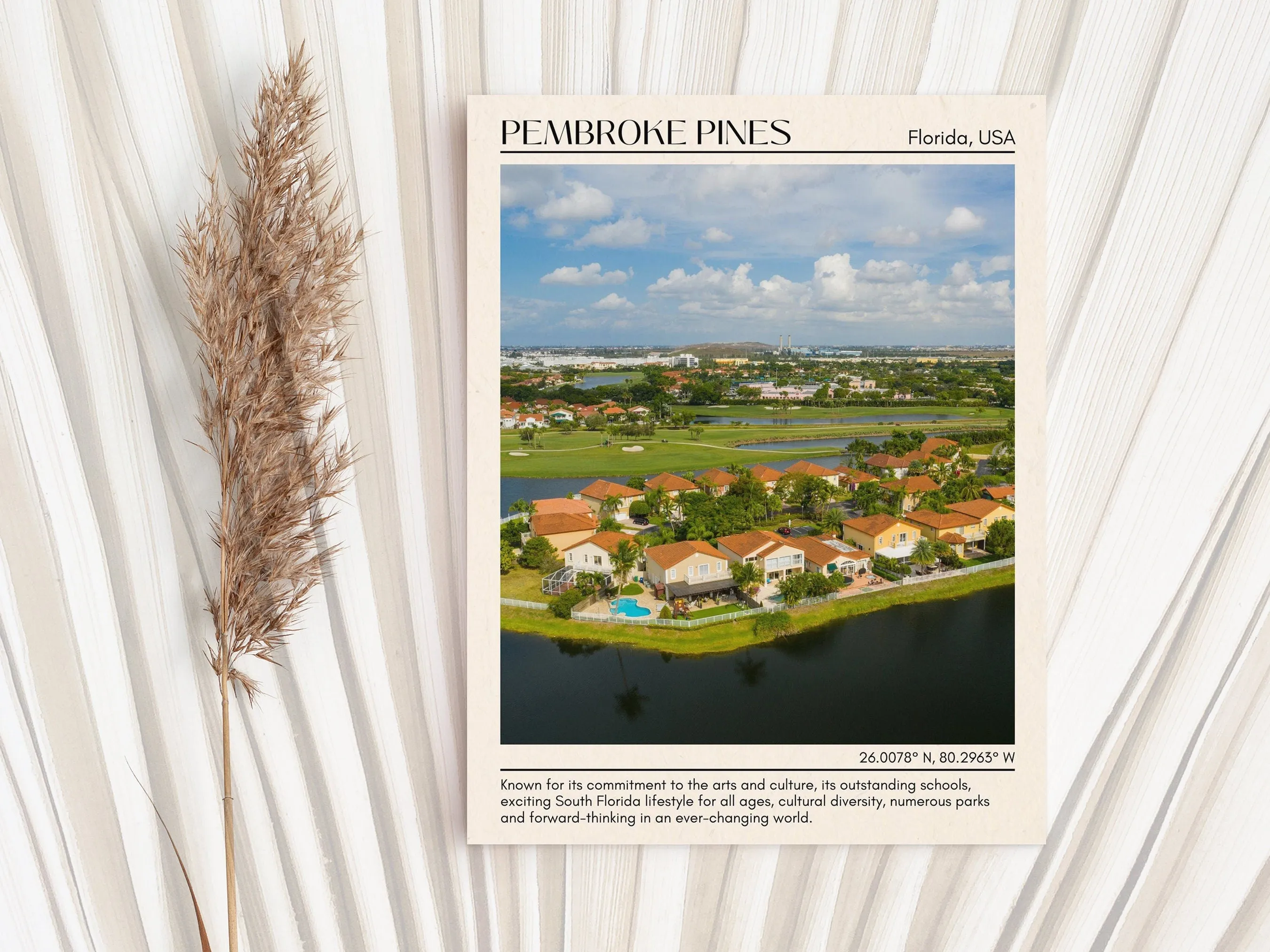 Pembroke Pines Minimal Wall Art, Florida, USA