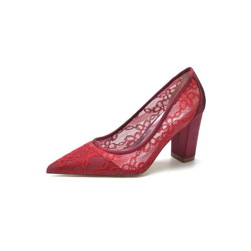 Pointed Toe Slip-on Lace Wedding Shoes