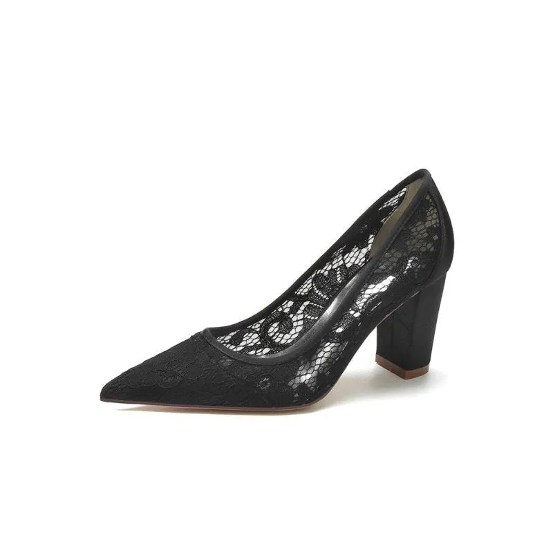 Pointed Toe Slip-on Lace Wedding Shoes