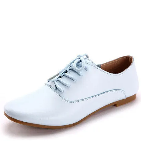 Real leather Classic Women Oxfords Shoes Fashion Girls Casual Flats Lace Up Loafers Pointed Toe Driving Shoe Size 35-40