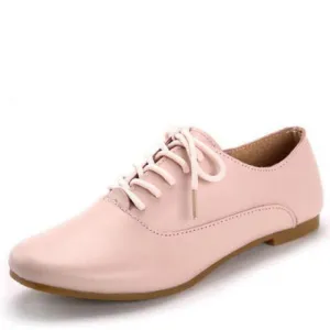 Real leather Classic Women Oxfords Shoes Fashion Girls Casual Flats Lace Up Loafers Pointed Toe Driving Shoe Size 35-40