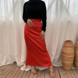 Red Satin Maxi Skirt