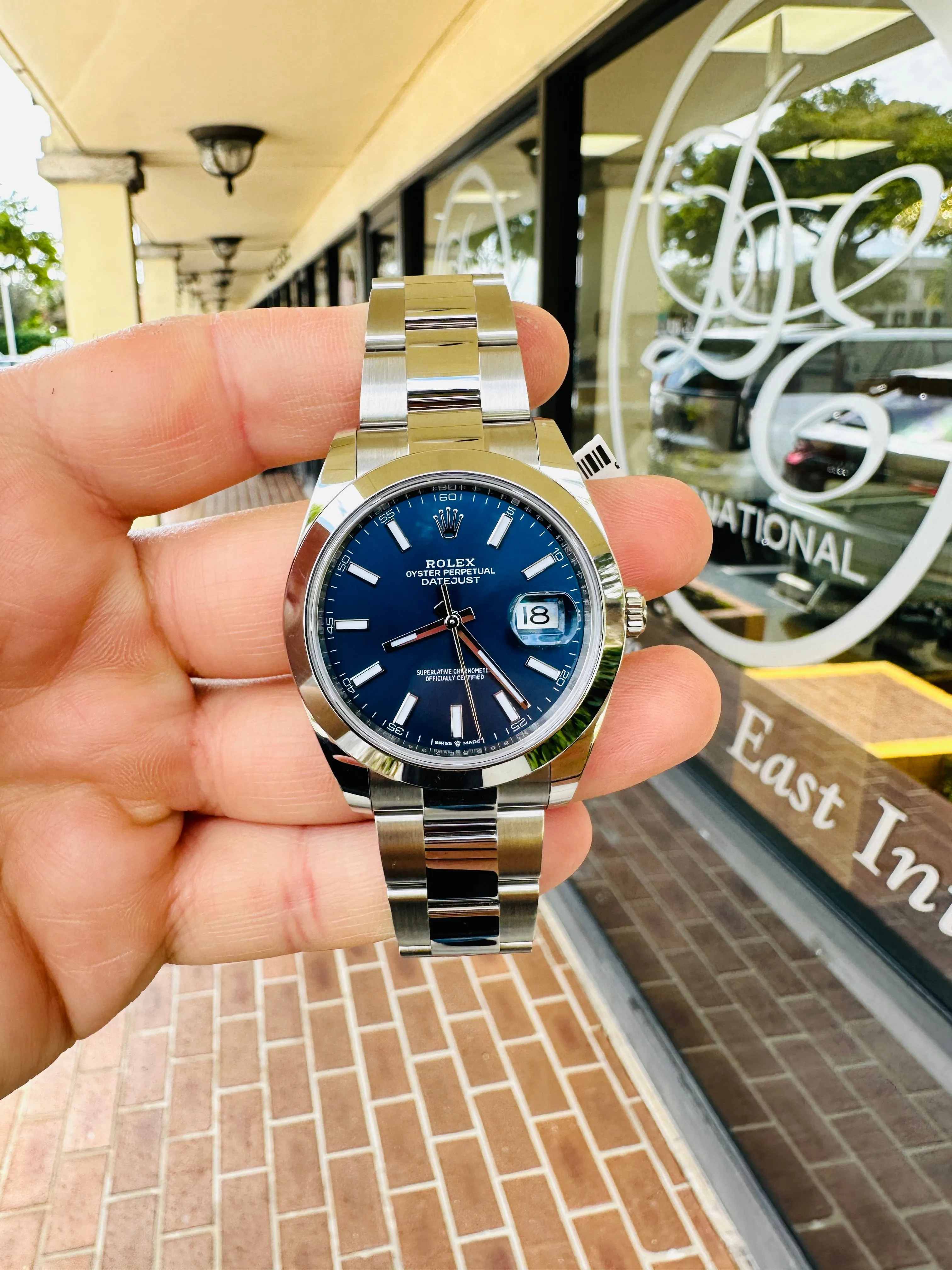 Rolex Datejust 41mm 126300 Blue Stick Dial Smooth Bezel Box  and Papers Unworn