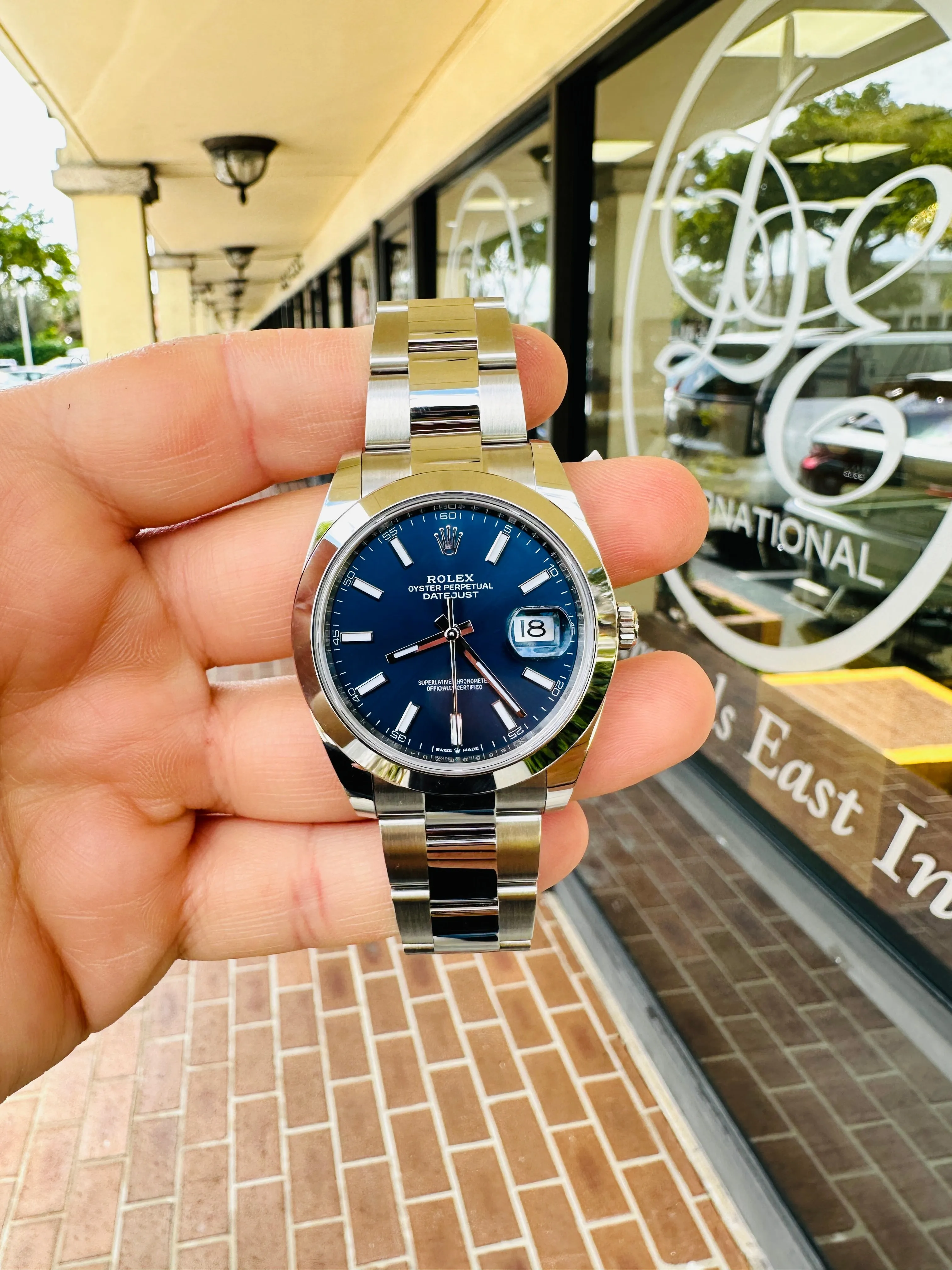 Rolex Datejust 41mm 126300 Blue Stick Dial Smooth Bezel Box  and Papers Unworn