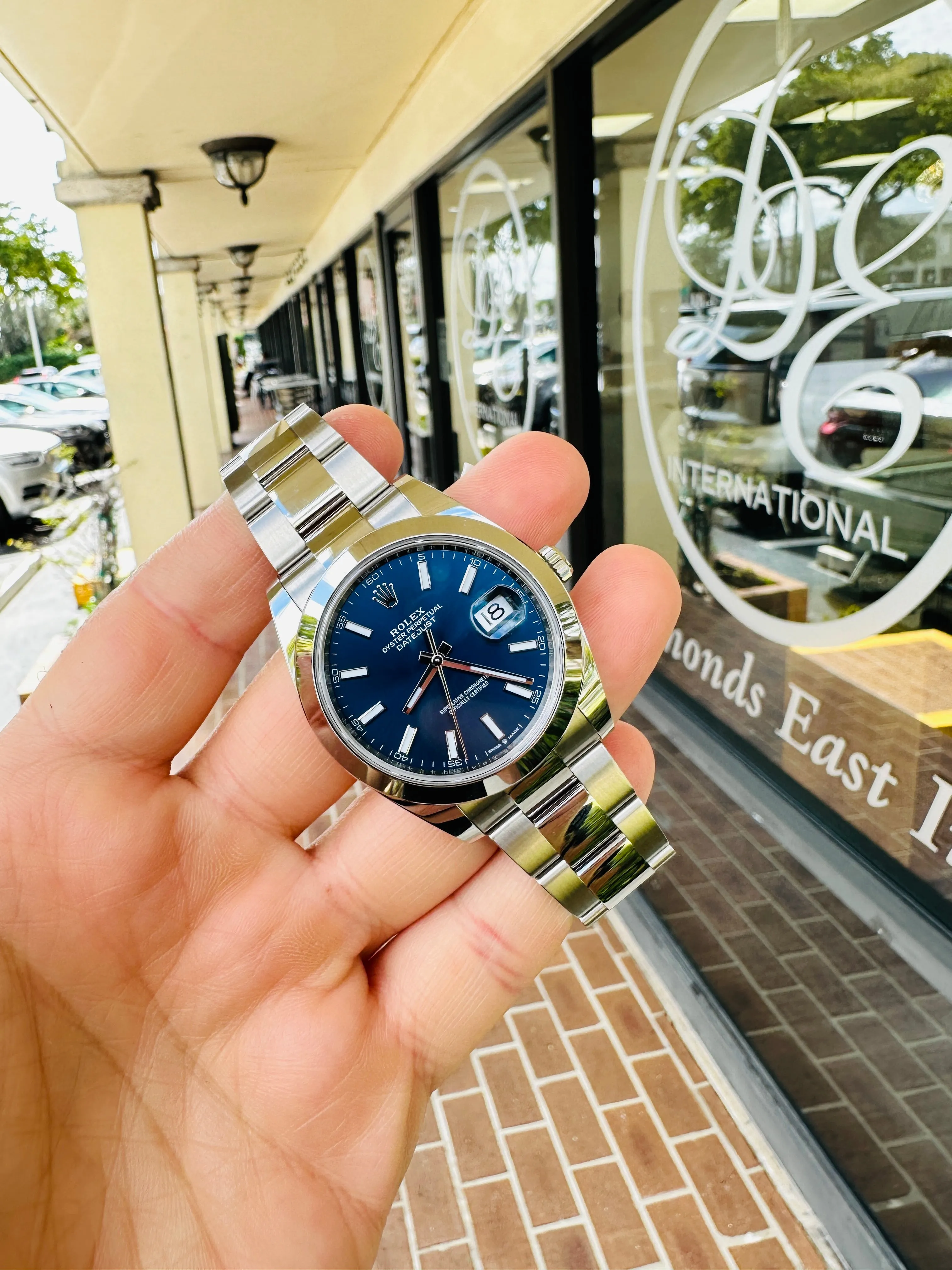 Rolex Datejust 41mm 126300 Blue Stick Dial Smooth Bezel Box  and Papers Unworn
