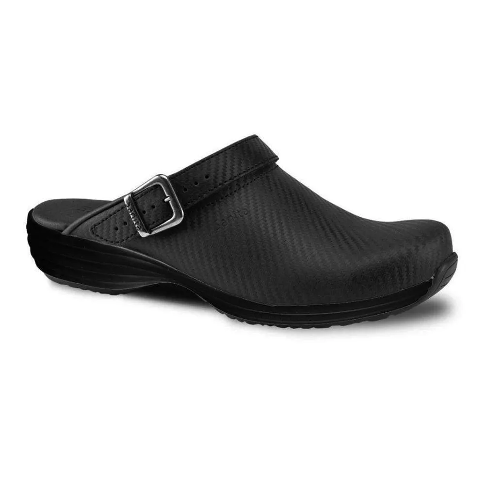 Sanita Wave Leather Clogs with Carbon Style Open Heel