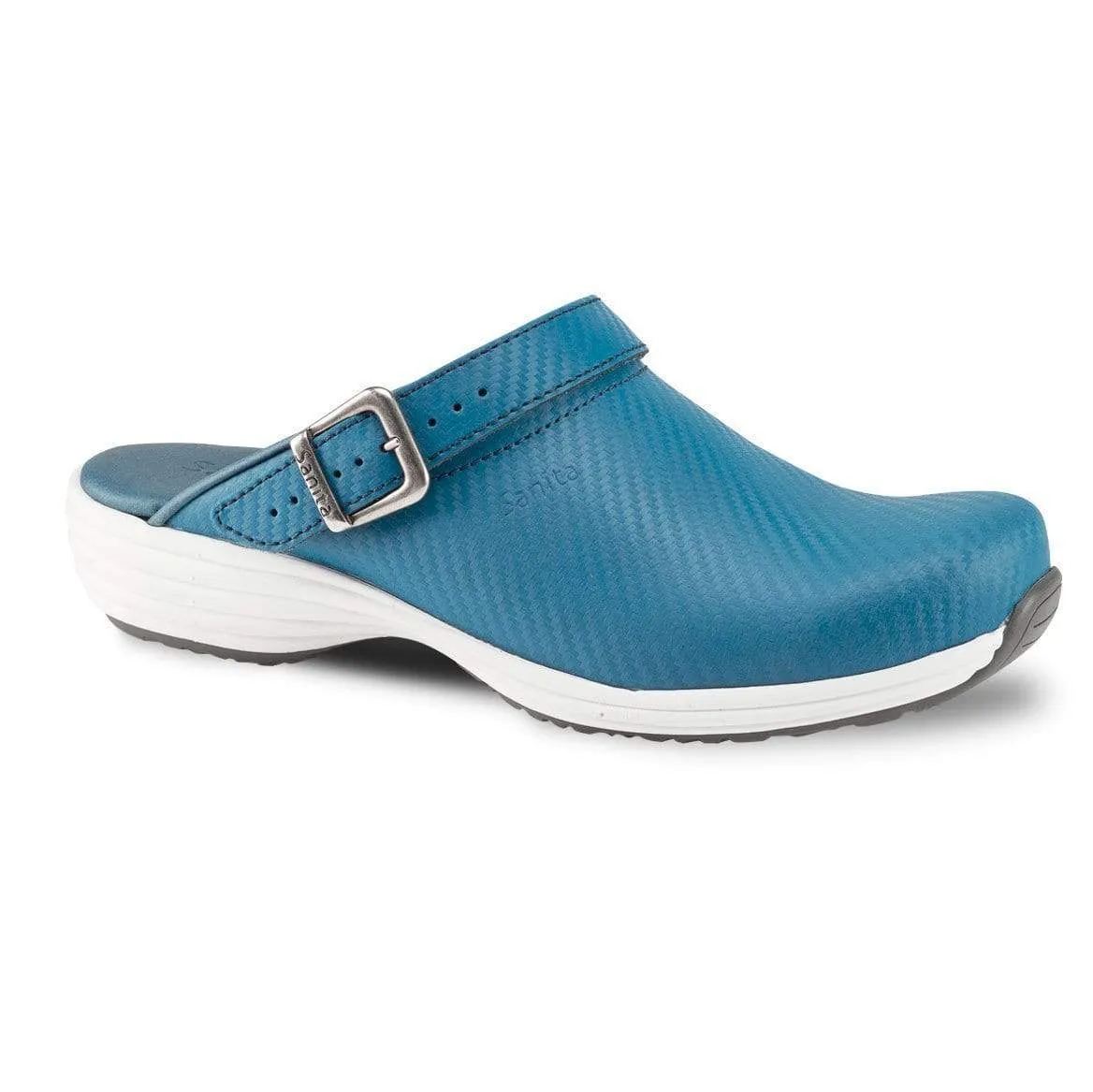 Sanita Wave Leather Clogs with Carbon Style Open Heel