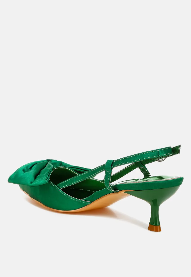 Satin Bow Slingback Sandals by RUW