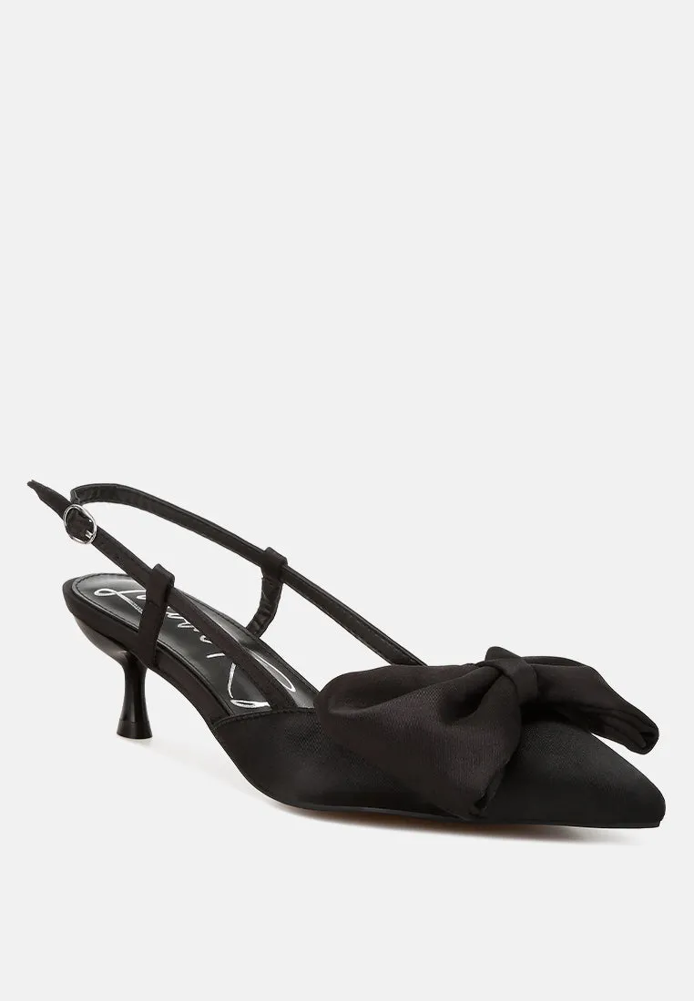 Satin Bow Slingback Sandals by RUW