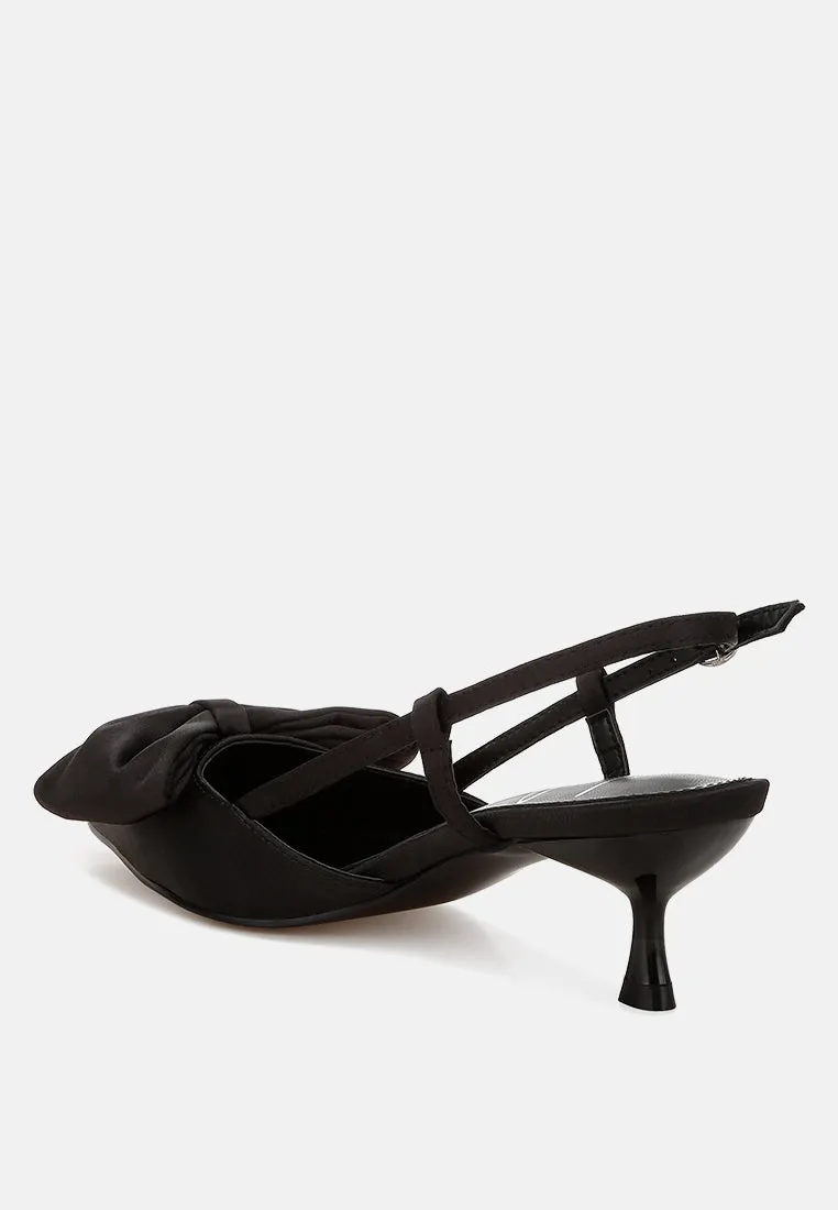 Satin Bow Slingback Sandals by RUW